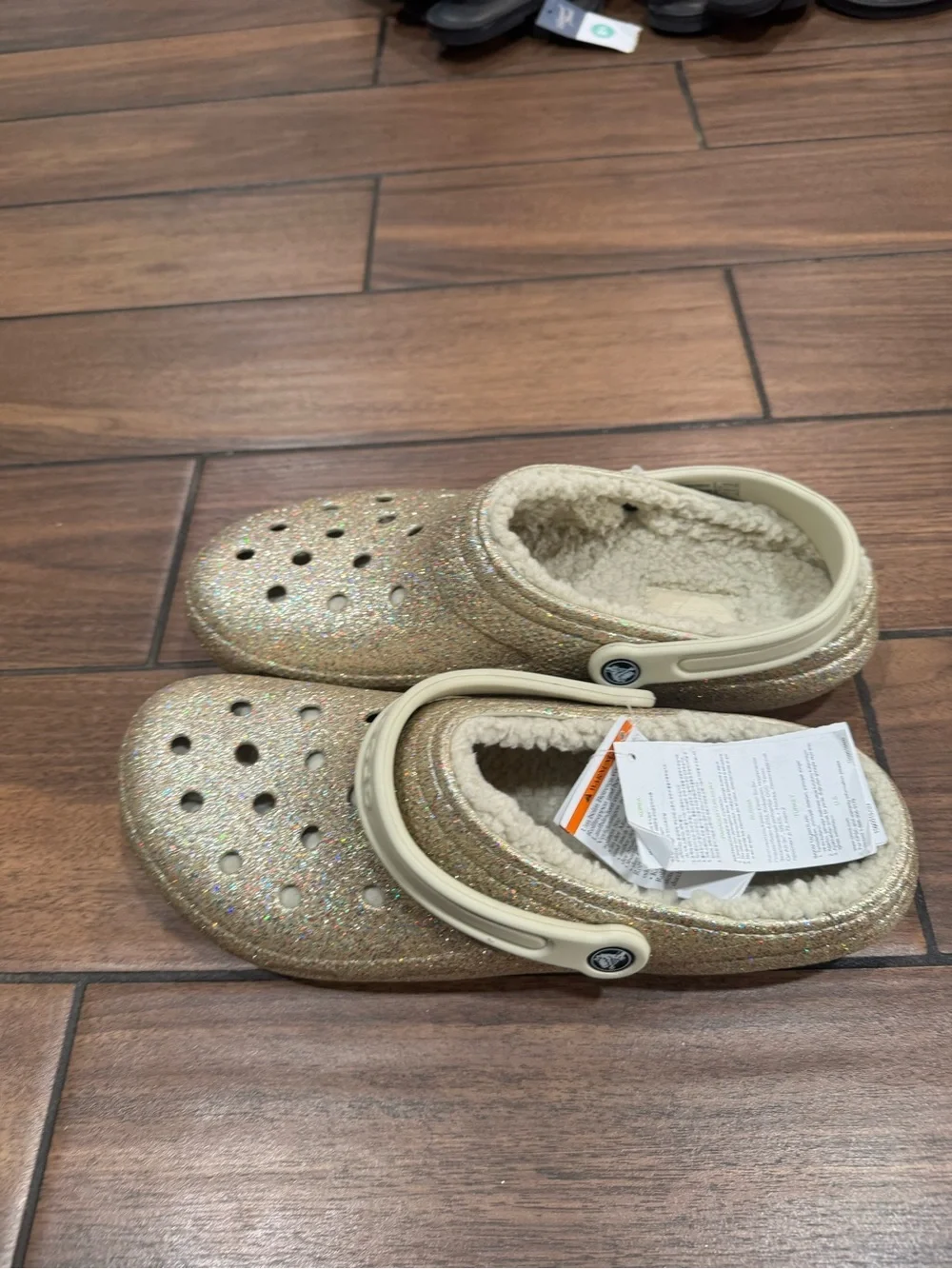 CROCS Classic Gold Glitter Lined Clog size 12